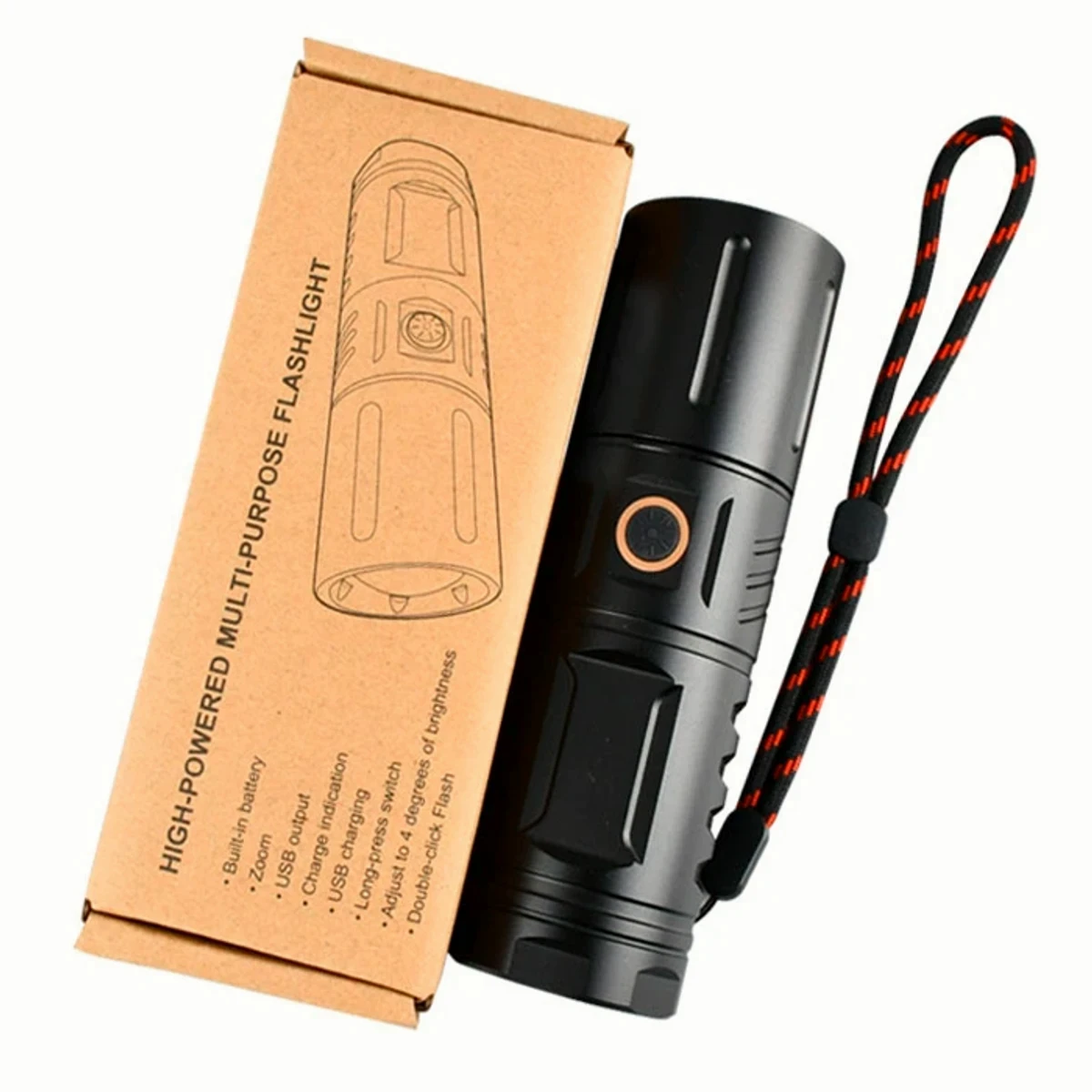 RECHARGEABLE LED TORCH LIGHT, WATERPROOF STRONG LED FLASHLIGHT WITH POWER BANK