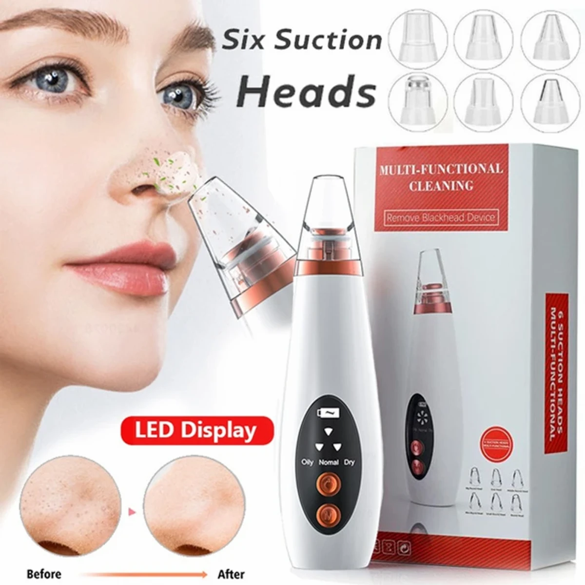 (ব্ল্যাকহেড রিমুভার যন্ত্র)Blackhead Remover Instrument Black Dot Remover Acne Vacuum Suction Face Clean Black Head Pore Cleaning Beauty Skin Care Tool