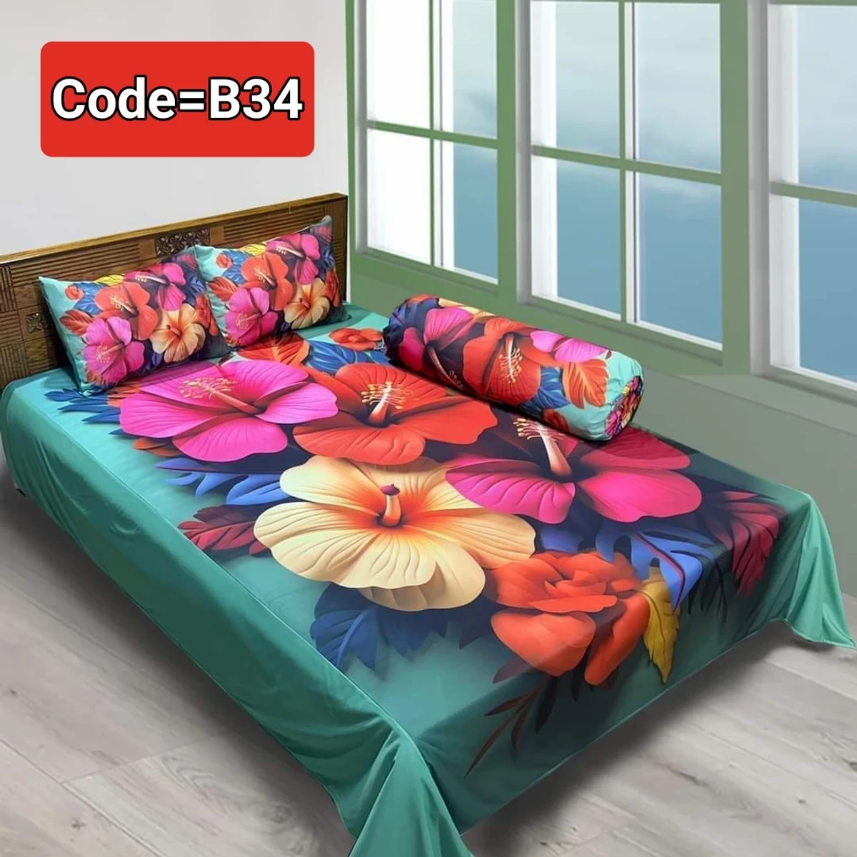 Water proof 3D Pint Bed Sheet Color Code =34